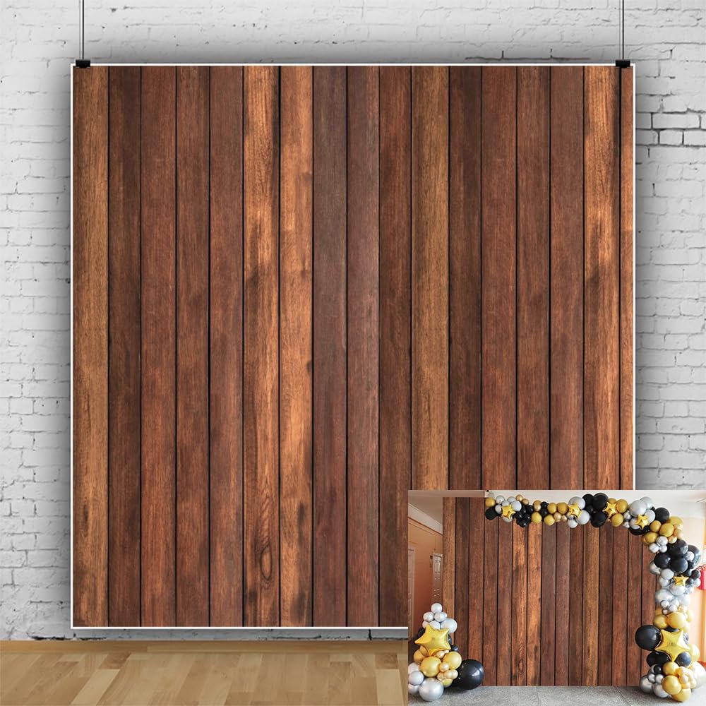 10x10ft Rustic Brown Wood Backdrop Wooden Wall Photography Background for Wedding Birthday Baby Shower Mother's Day Graduation Fathers Day Fall