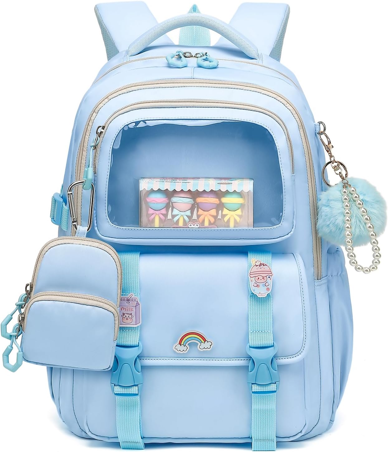 Girls Backpack, Kawaii Kids Backpacks for Girls Multiple Pockets School Bookbag for Primary Elementary School