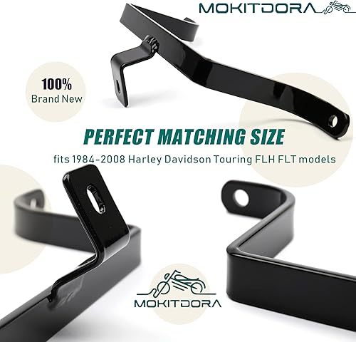 Miniatura 4 de MoKitDora Soporte de alforja a guardabarros compatible con Harley Touring FLH FLT 1984-2008, negro