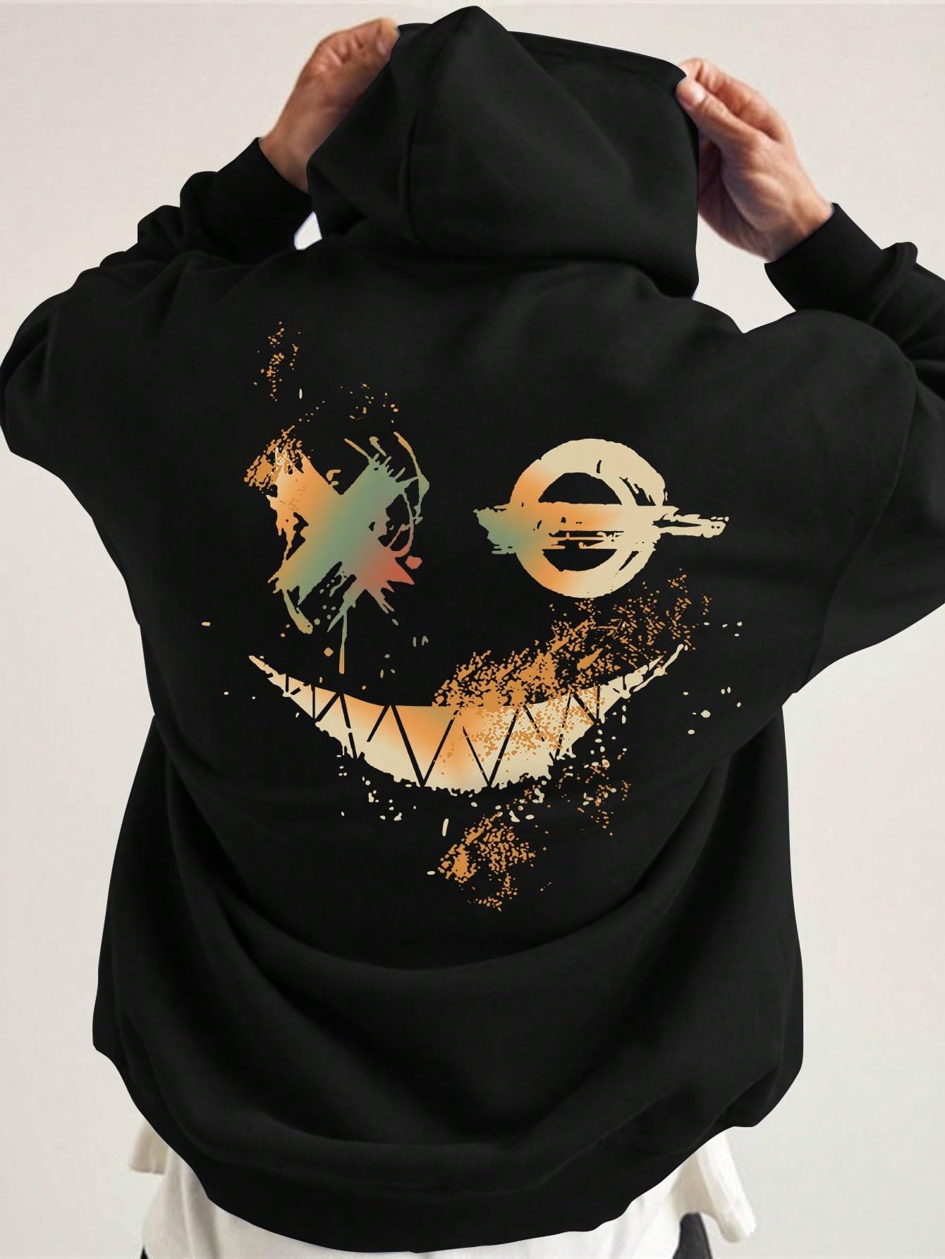 Floerns Felpa da uomo casual con stampa grafica a maniche lunghe con coulisse e cappuccio alla moda pullover sportivo