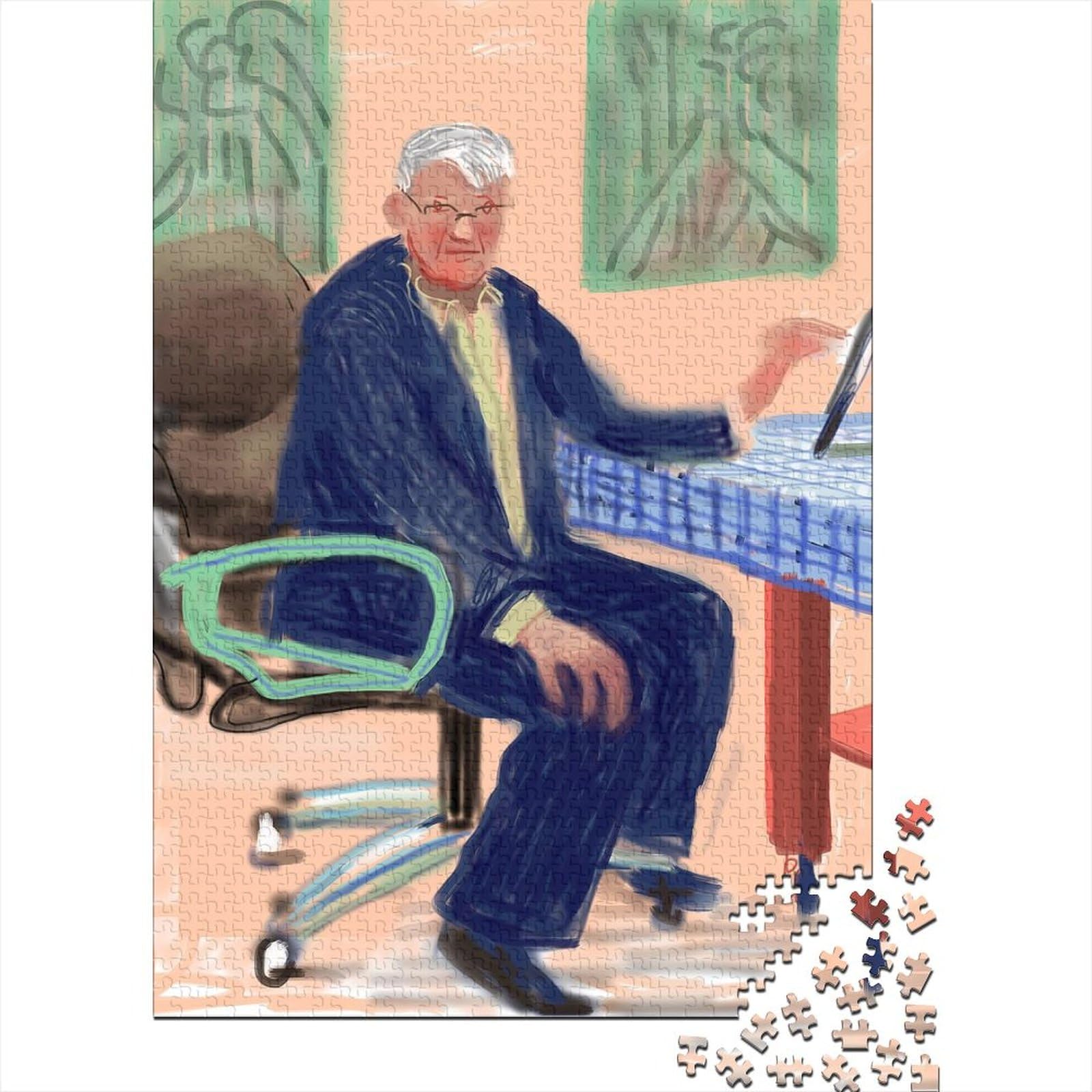 David Hockney Puzzles Wooden 1000 Piece Fine Art Jigsaws Impossible World Famous Paintings Jigsaws Museum Puzzles Challenge Toy Home Decoration — image 1