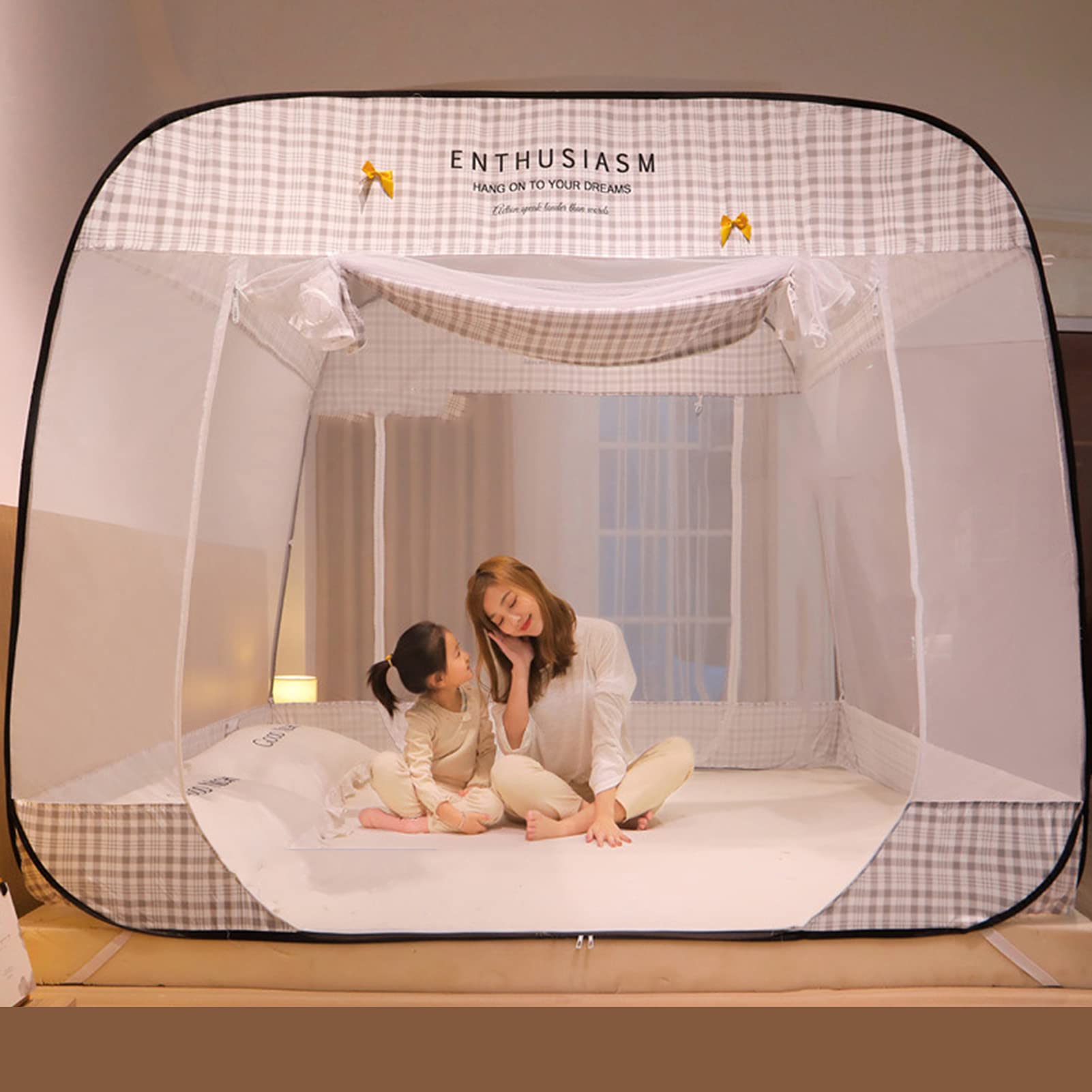 Tienda de campaña con mosquitera emergente con base para cama de matrimonio y viajes al aire libre