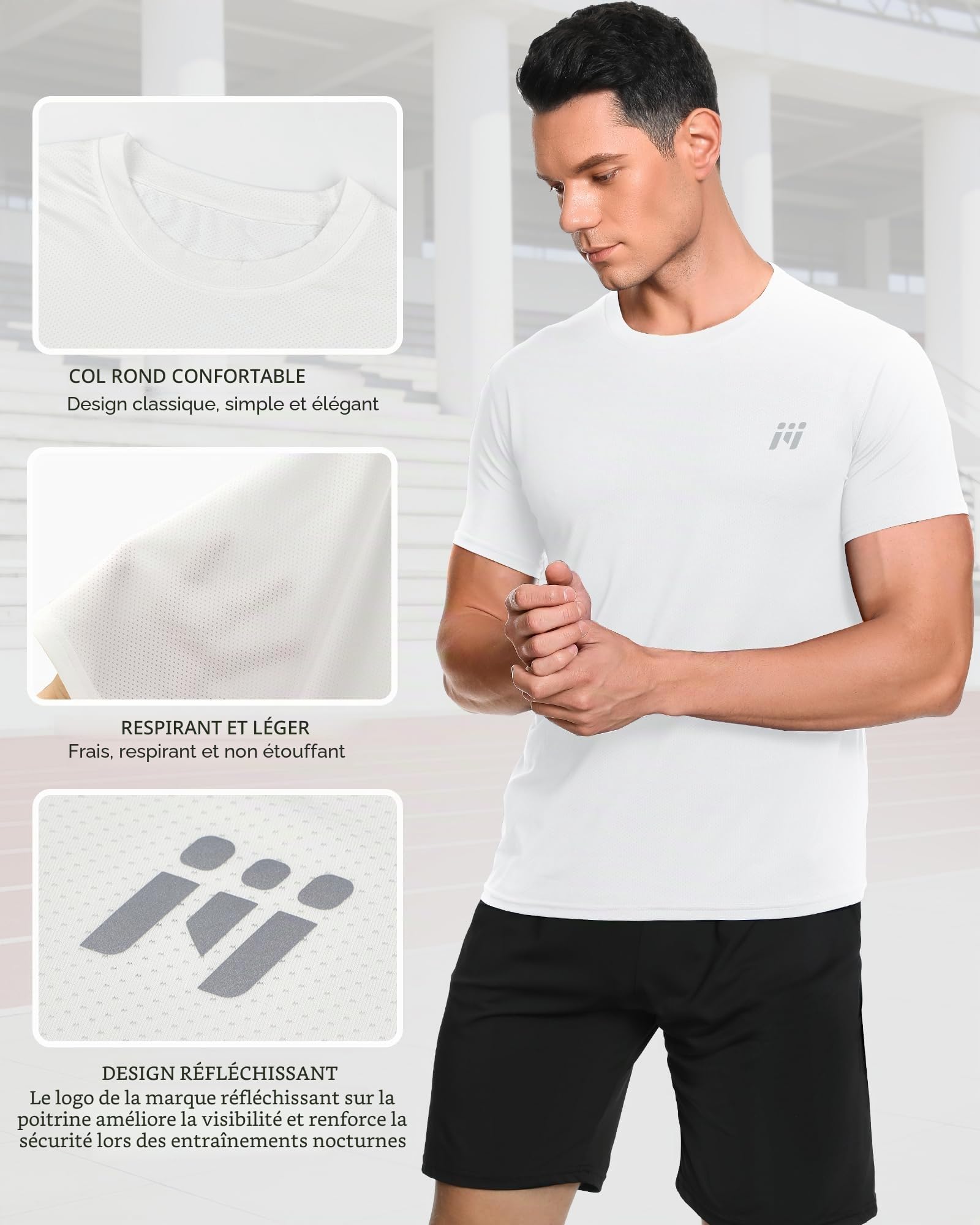 MEETYOO Tee Running Homme respirant fitness jogging musculation gym sport