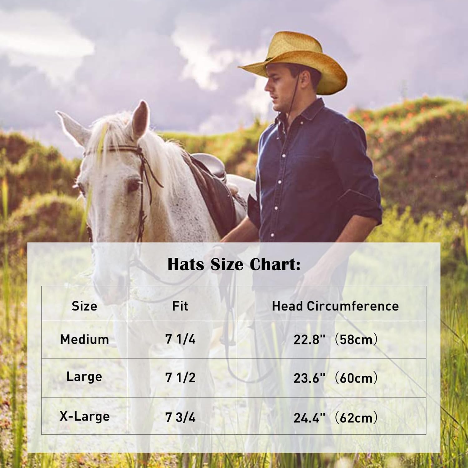 Comhats Western Style Round Cowboy Straw Hat Ladies Fedora Chin Cord Vegan Leather Band Shapeable Brim Beach Cowgirl