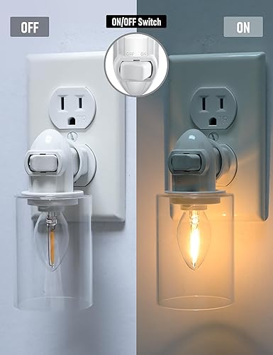 Miniatura 2 de Moderna luz nocturna enchufable con interruptor de encendido y apagado, paquete de 2 luces LED de noche de 0.5 W enchufables en el enchufe de pared,