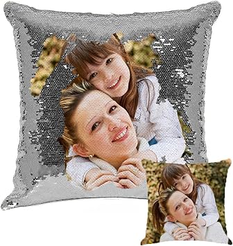 Custom Sequin Pillow Cover, Personalized Pillowcase, Customize Reversible Pillowcase with Your Personal Photo, Text