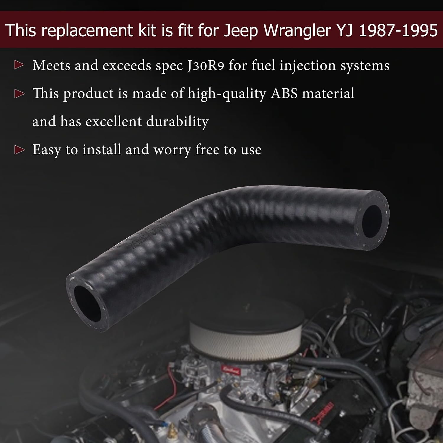 53004014 Fuel Hose for Fuel Filter Inlet Compatible with Jeep Wrangler YJ 2.5L 4.0L 1987 1988 1989 1990 1991 1992 1993 1994 1995