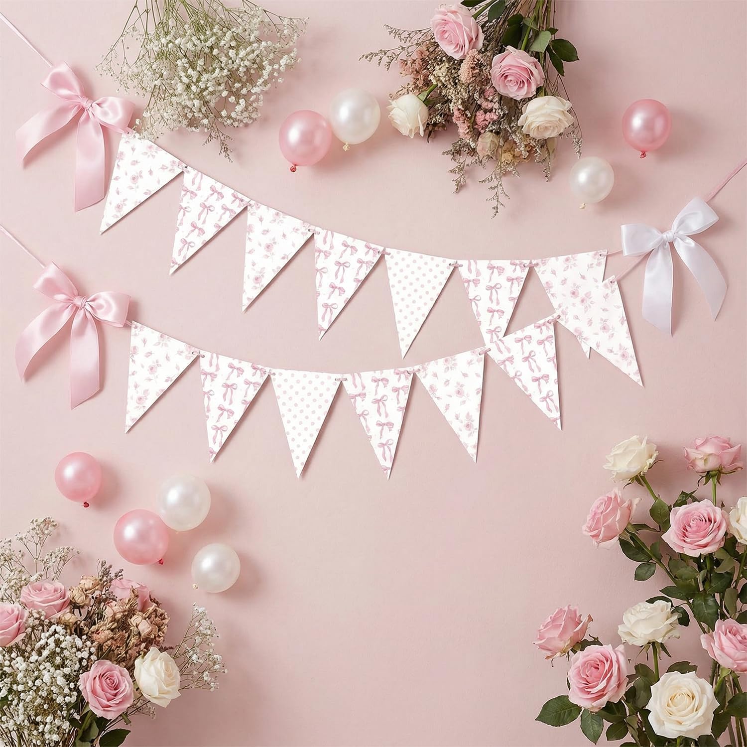 24 Sheets Pink Bow Pattern Paper - 12 x 12In, Double-Sided Scrapbook Specialty Paper Coquette Ribbon and Floral Preppy Pink Decorative Craft for Card Making Photo Album Journal DIY Craft