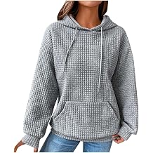 LRMQS Hoodies for Women Trendy Fall Fashion 2026 Waffle Knit Drawstring Pullover Sweatshirts Loose Fit Casual Cute Clothes