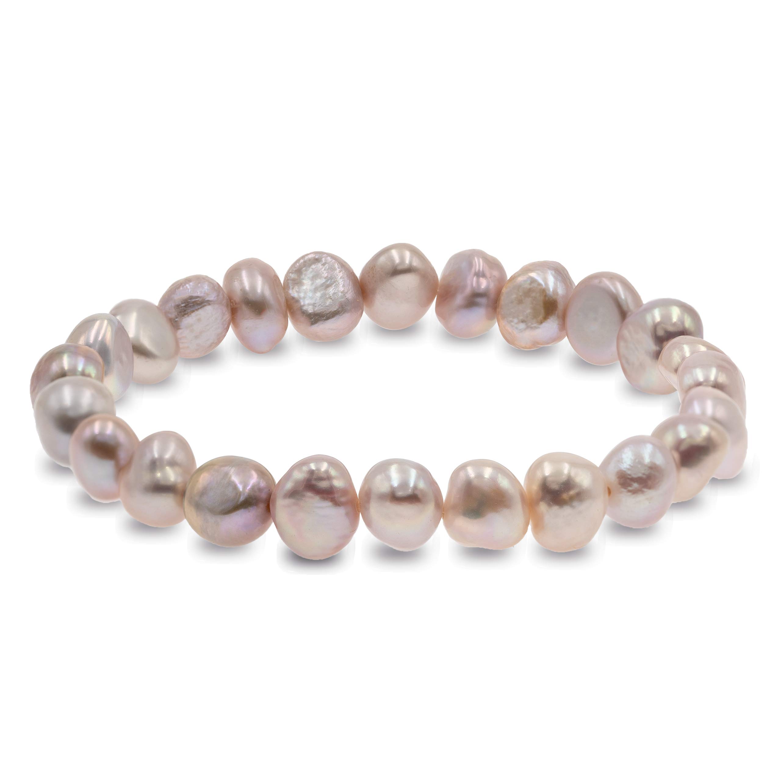 Secret & You Bracciale Donna Perle Coltivate d'Acqua Dolce Barocche 8-9 mm Bianche o colorate | Elastico 18 cm