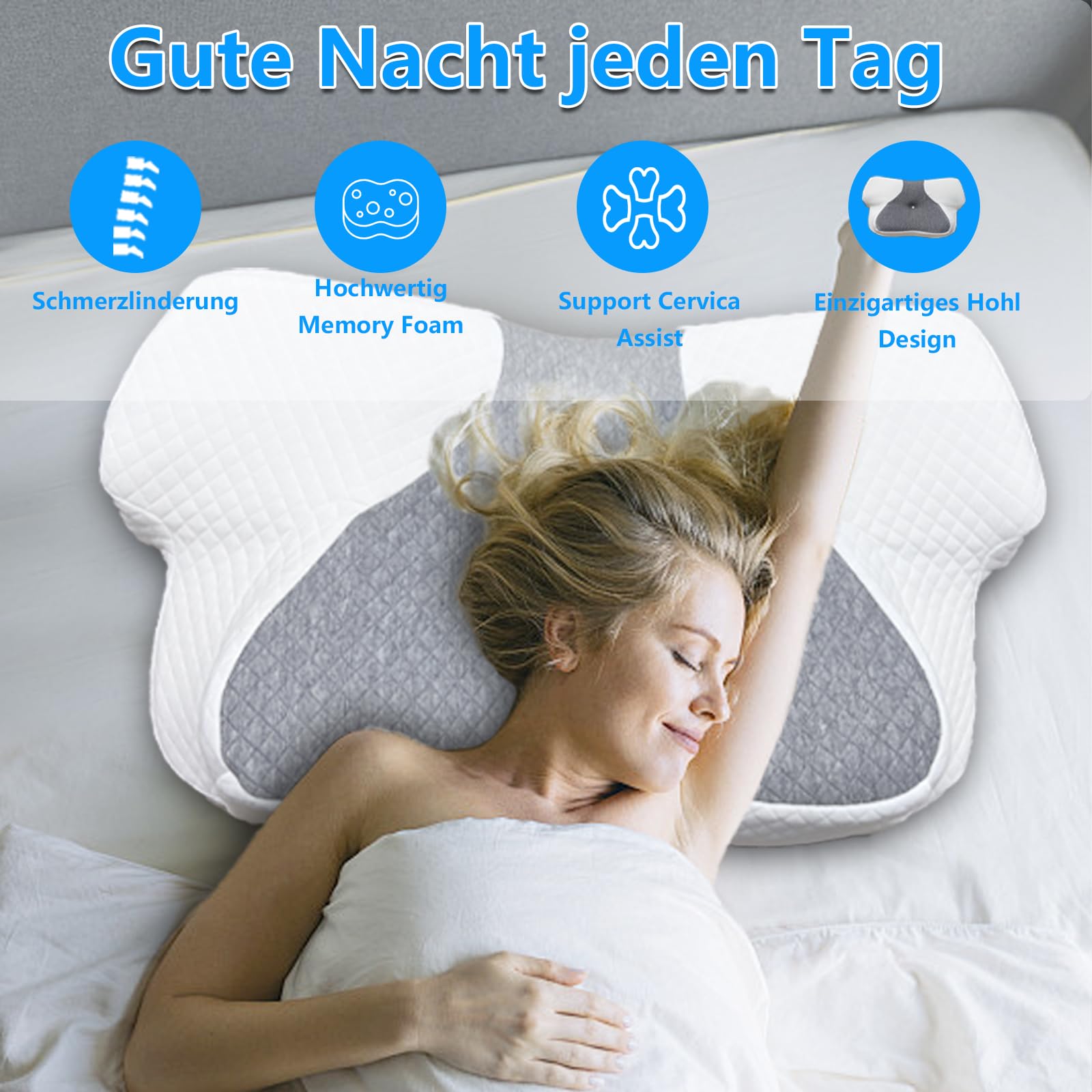 Homesuit Orthopädisches Kissen Anti Schnarch Memory Foam Nackenstützkissen Seitenschläfer