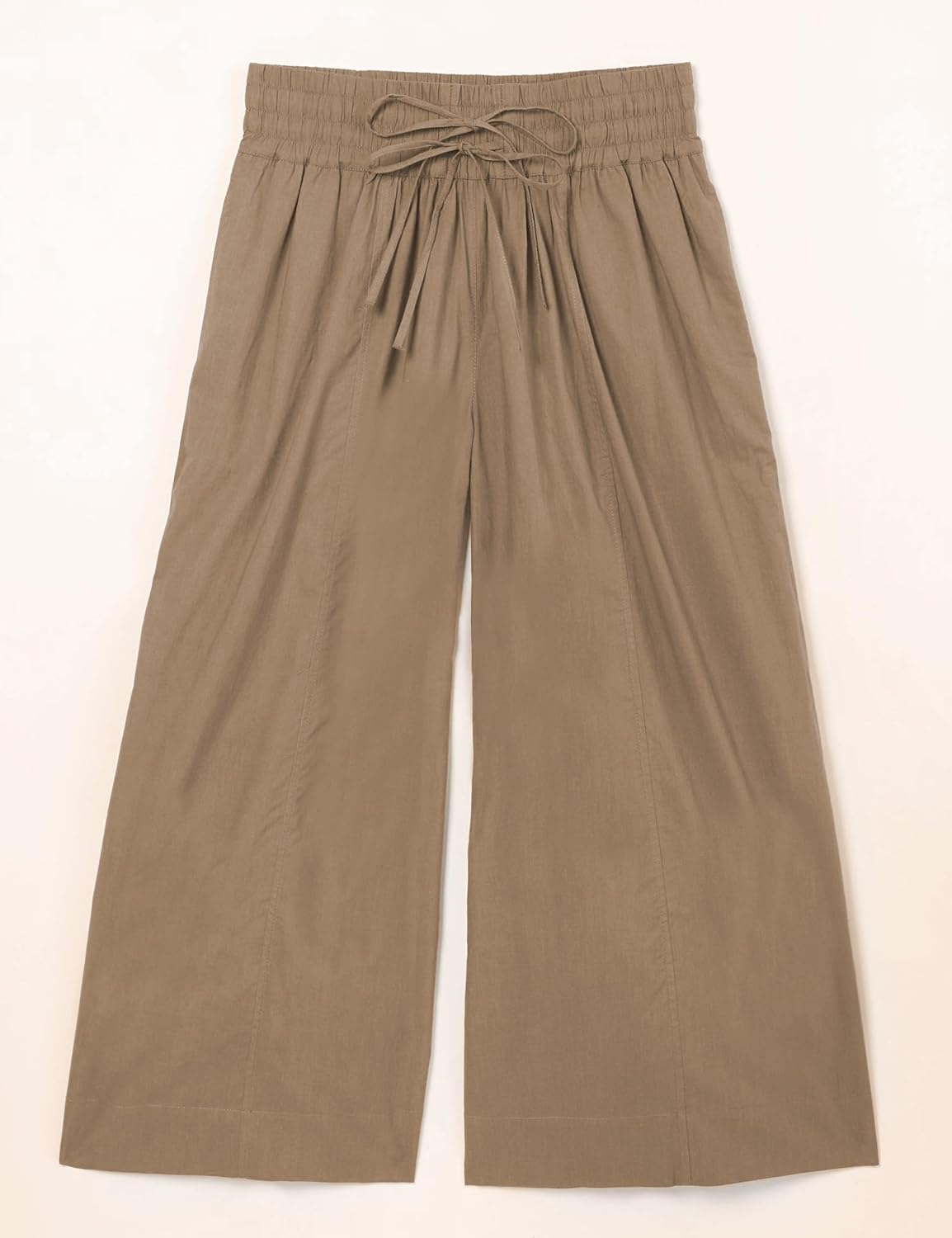 Yeokou Women Casual Wide Leg Pants Summer Cotton High Rise Elastic Waist Cropped Capris Trousers with Pockets - Image 6