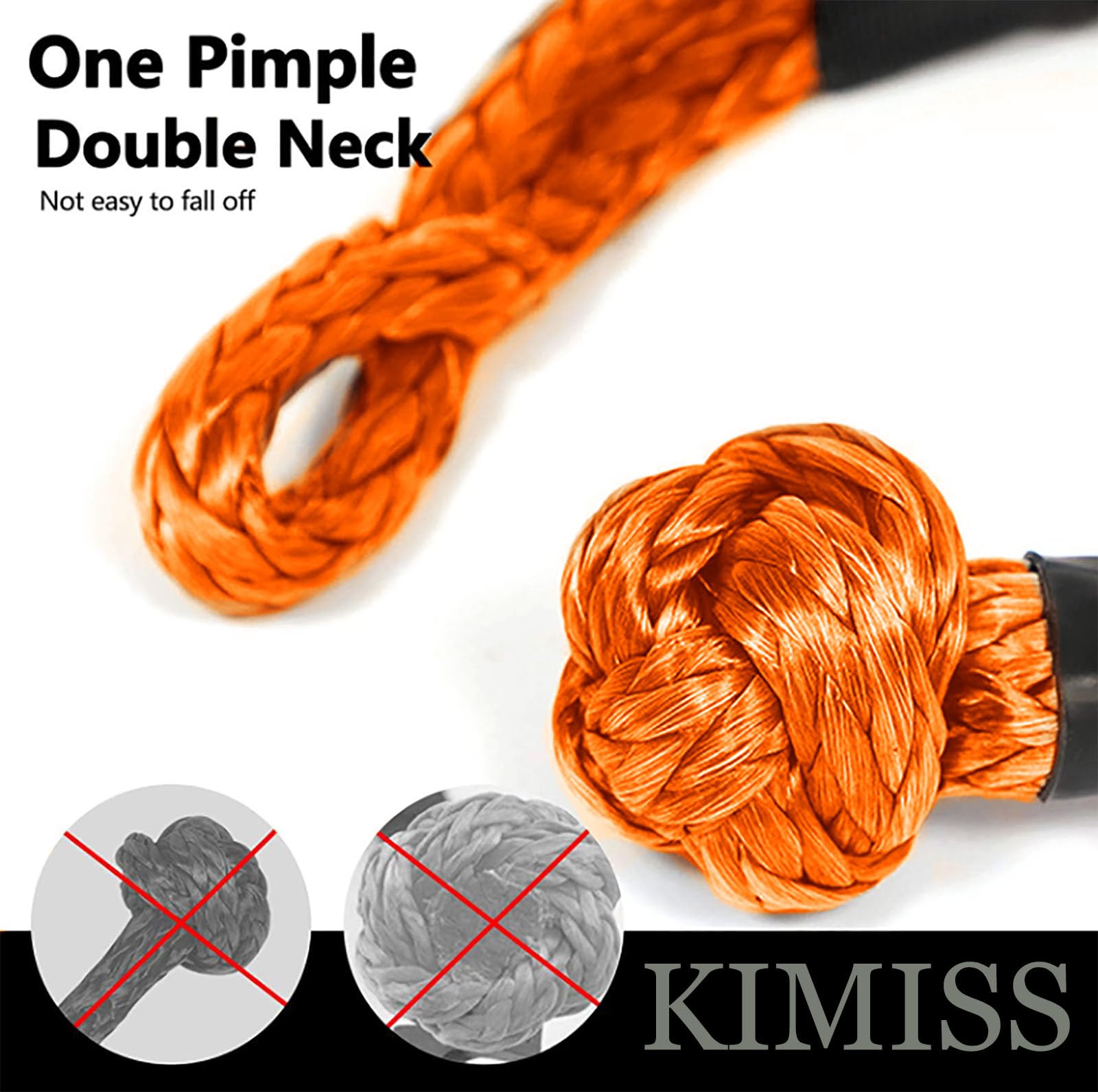 KIMISS Grillete Suave, 2 Grilletes Sintéticos Suaves de 21 Toneladas de Resistencia a la Rotura, Grillete de Cuerda Ligero y Flexible para Camiones, SUV, Vehículos Todoterreno