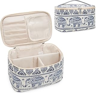 Narwey Travel Makeup Bag Large Cosmetic Bag Make up Case Organizer for Women (Elephant)