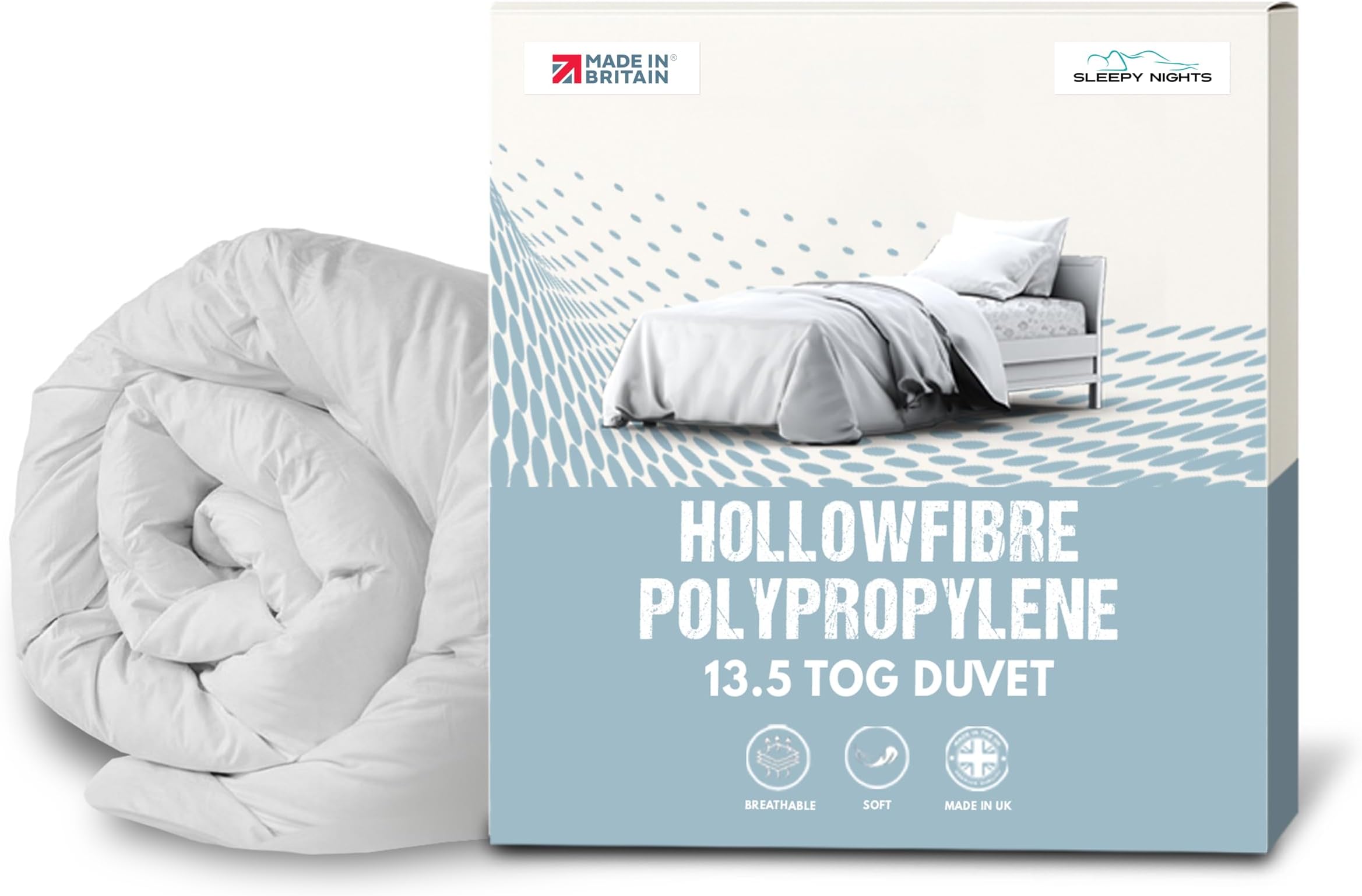 SleepyNights 13.5 Tog Double Duvet Quilt – Winter Warm Extra Cosy Bedding – Anti Allergy Hollowfibre Duvet, Soft & Breathable – Made in UK & Non-Allergenic (200 x 200cm)