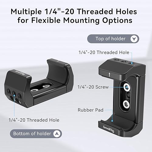 Miniatura 5 de SmallRig Soporte de banco de energía de aluminio, abrazadera de montaje Powerbank compatible con rango de ancho: 2.087 in – 3.307 in (2.1–3.3