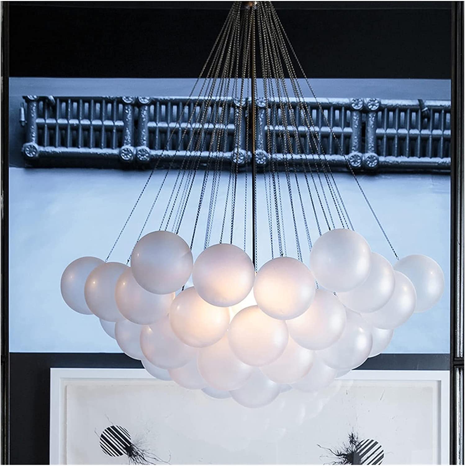 Lampy wiszące, żyrandole Wiszące - Złoty czarny żyrandol bąbelkowy Mrożony szklany żyrandol kulisty Kompatybilny z jadalnią Salon Oświetlenie dekoracyjne Kompatybilny z pokojem (Co