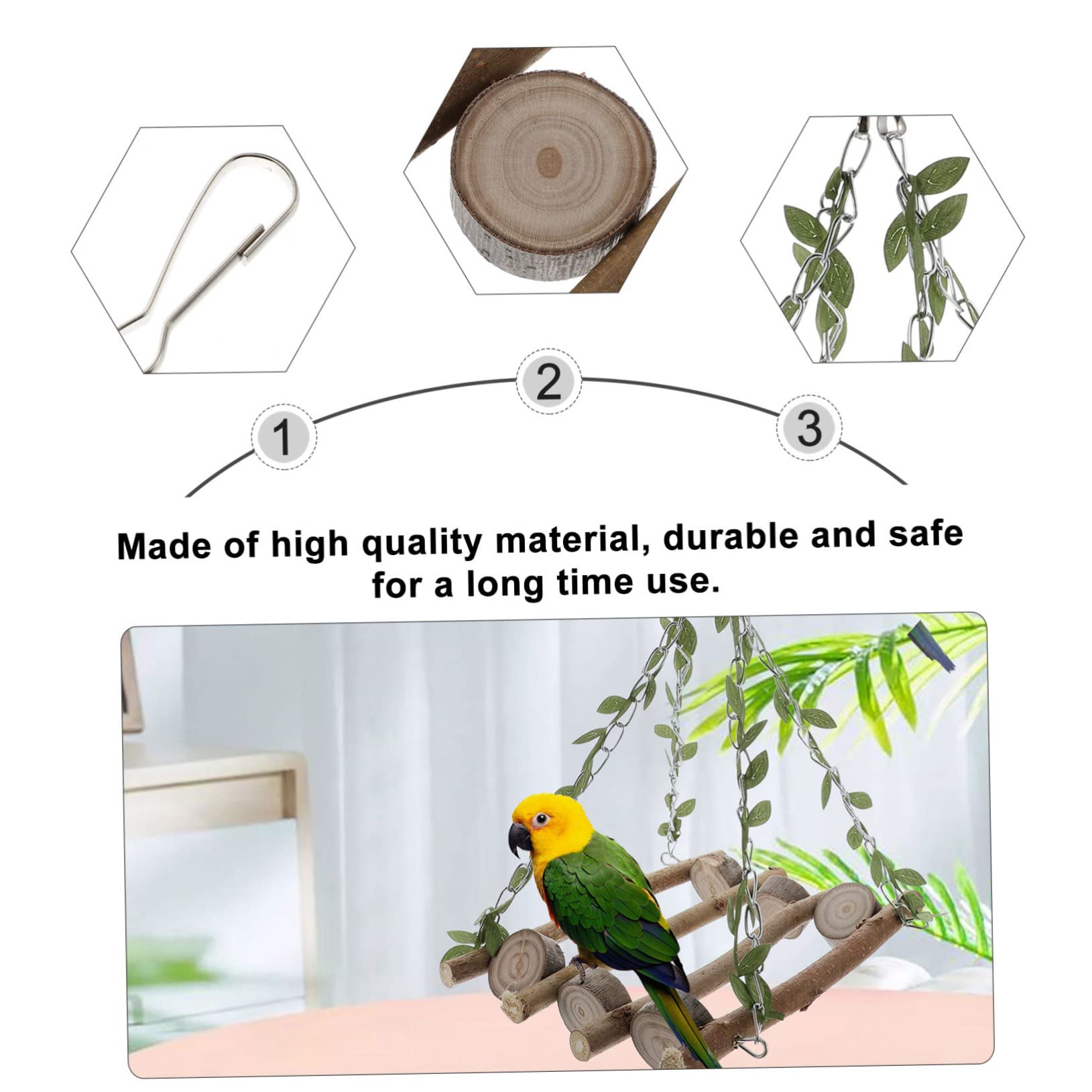 Kisangel 2 Piezas De Juguete para Loros Columpio para Pájaros Soporte para Loros Columpio para Loros Escalera Colgante para Loros Soporte para Pájaros Juguete Colgante De Madera
