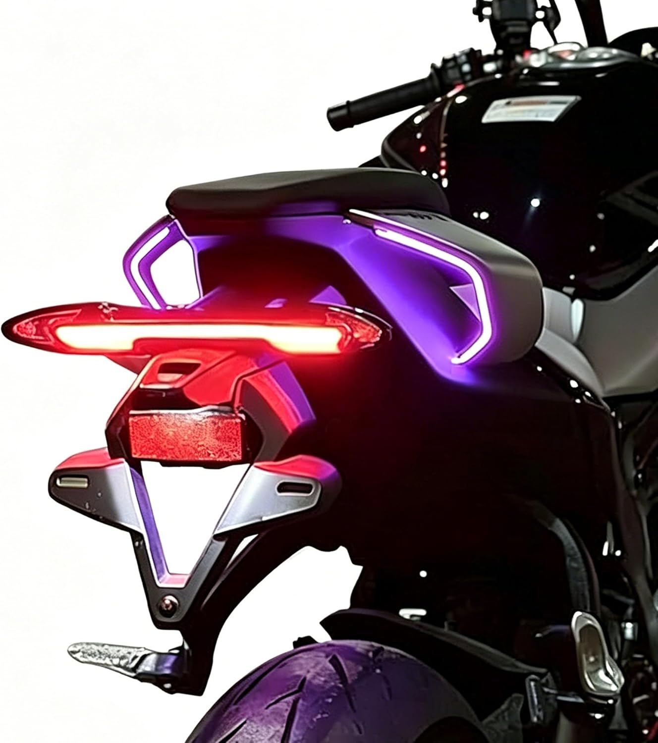 Passenger Seat Cowl LED Light Strips Fairing Light Color-Changing Flowing Turn Signals Compatible with CFMOTO 675SS/675NK 2025 2026,Mobile Phone APP Control,CFMOTO 675SS Accessories