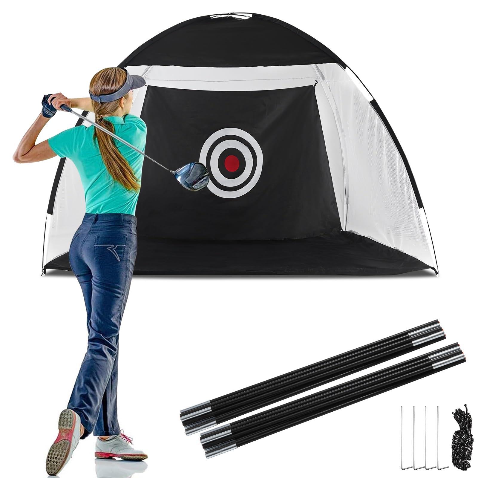 TUKAILAi Red de golf plegable de 10 x 7 pies, red de golf portátil para jardín, interior y exterior, red de práctica de golf para interior, exterior, patio trasero, red de práctica de golf todo en 1