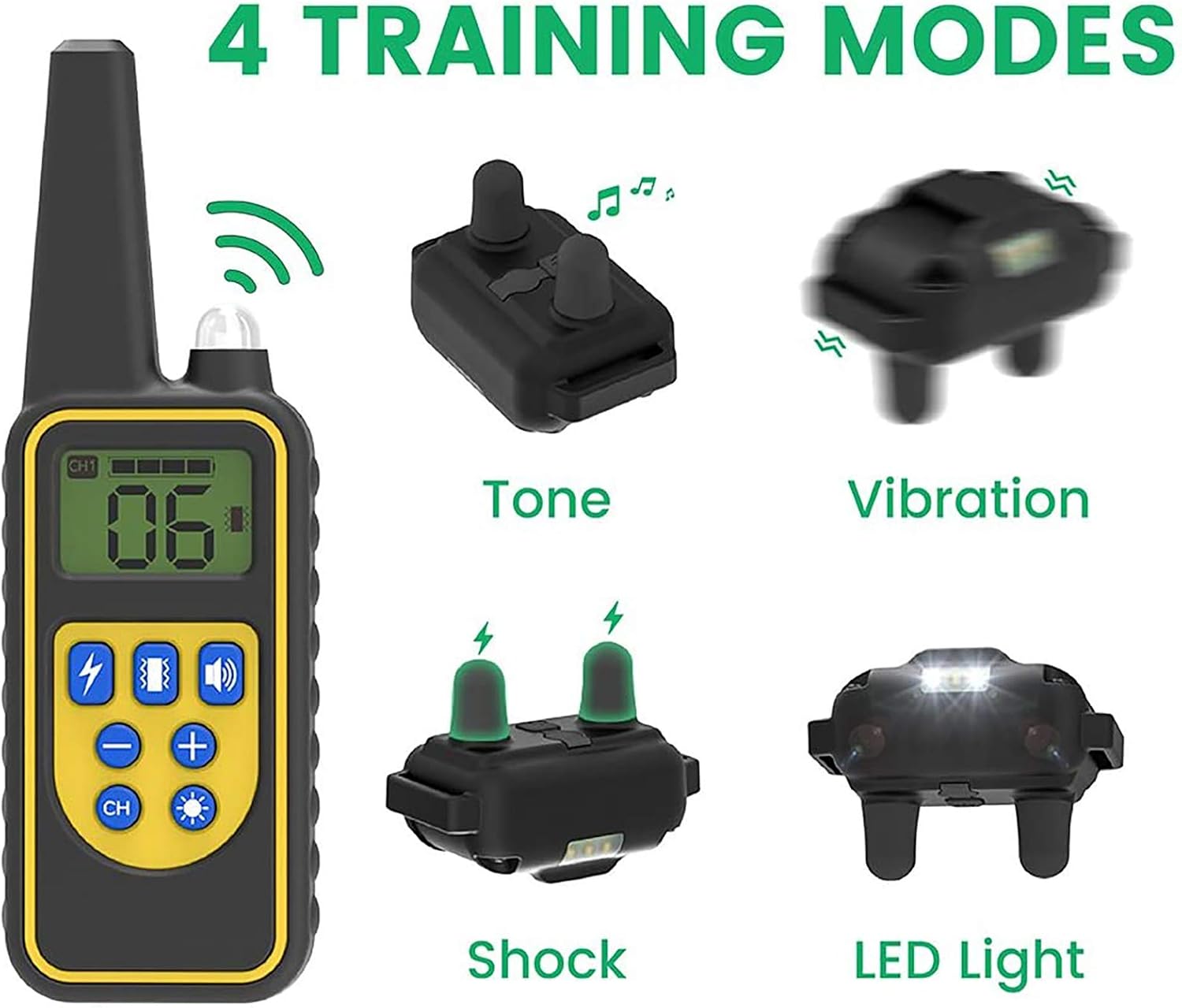 Cambond Dog Shock Collar with Remote, Waterproof Dog Training Collar 2600ft Control Range Rechargeable Shock Collar for Medium and Large Breed Dogs with 4 Training Modes Light Shock Vibration Beep