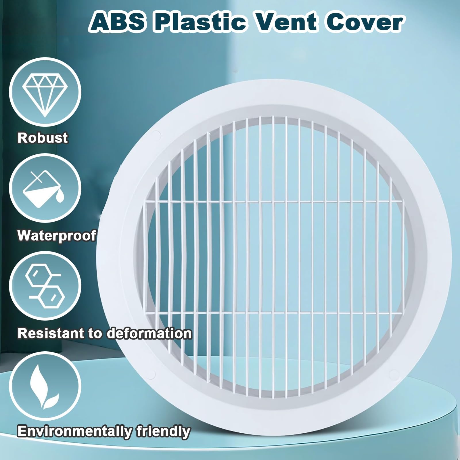 Copertura per Bocchetta di Ventilazione Rotonda, Griglia di Ventilazione in Plastica per Interni Ed Esterni, per Pareti O Soffitto(16"/400mm)