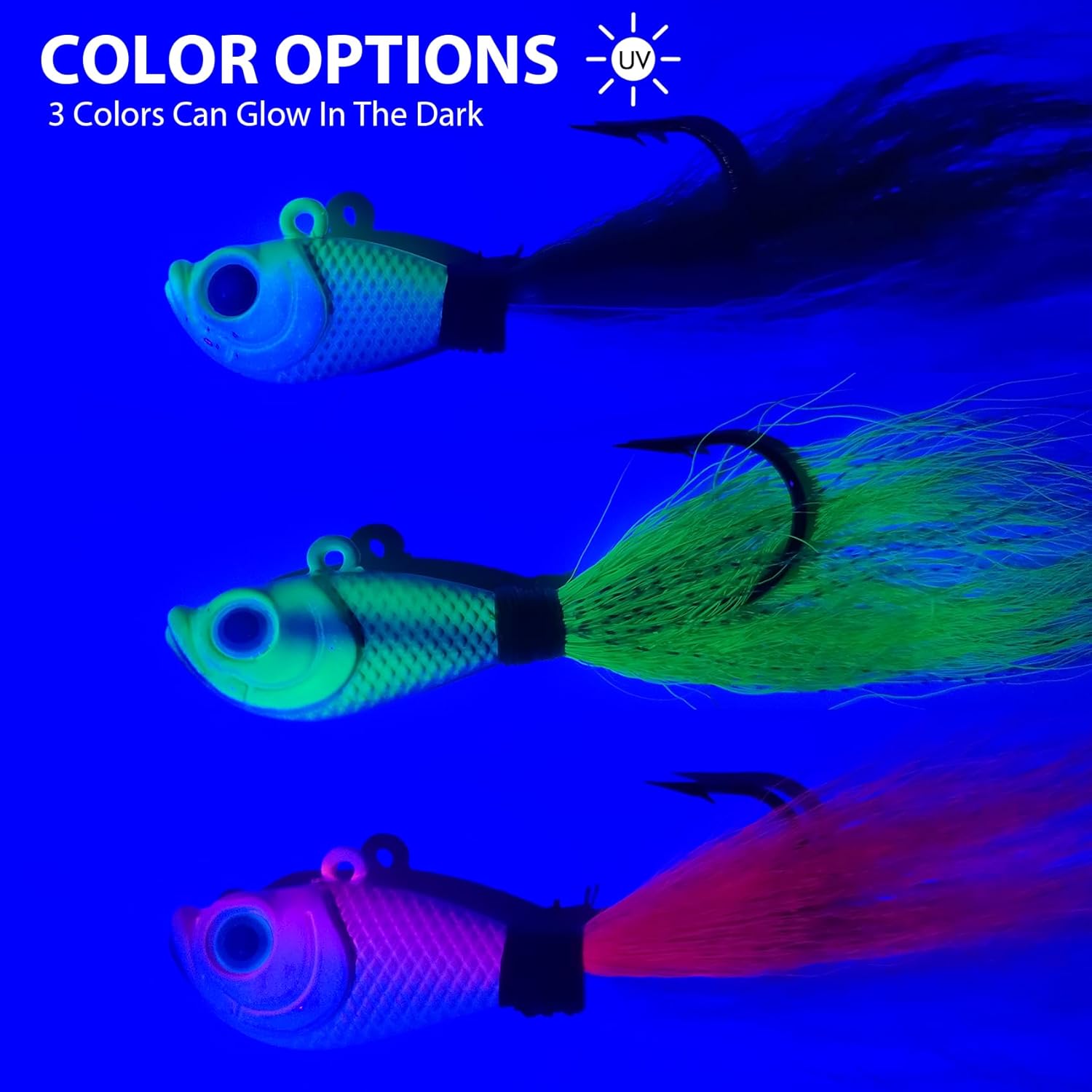 Eupheng Bucktail Jigs, 1/4oz-2oz Saltwater Bucktail Fishing Jigs Surf Fishing Hair Jig for Freshwater Saltwater Bass Bluefish Walleye Snook