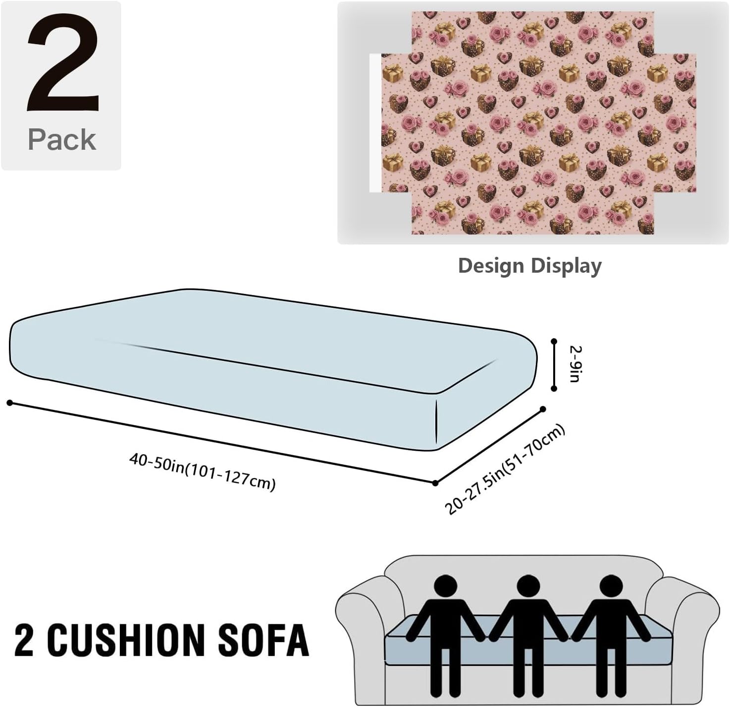 Pink Gift Bloom Loveseat Covers Couch Covers for 2 Cushion Couch, 2-Piece Stretch Sofa Slipcovers Anti-Slip Washable Furniture Protectors for Dogs Pets