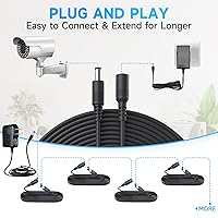 Vista 6 de Paquete de 2 cables de extensión de alimentación DC de 6 pies 2M, 2 piezas de cable de extensión de adaptador de corriente DC de 12V 5.5mm x 2.1mm