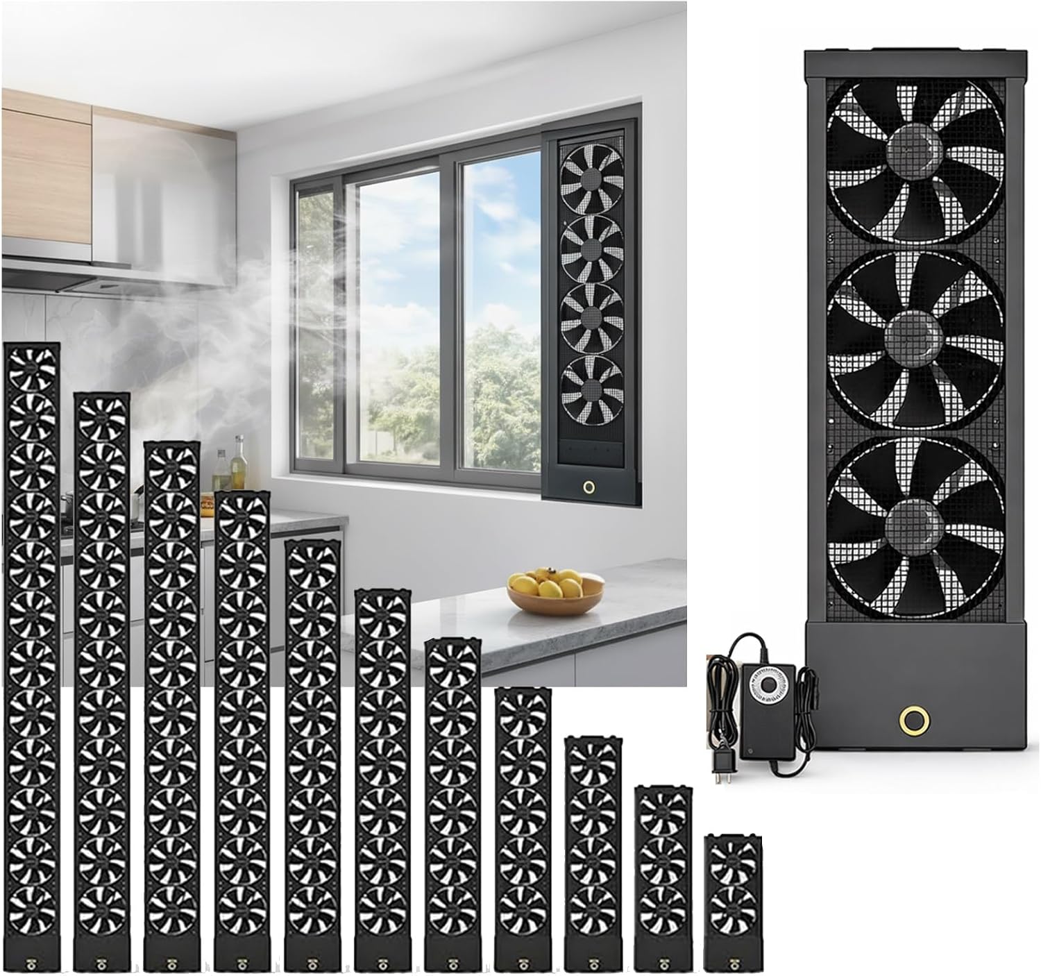 Retractable Vertical Window Fan, Window Fans for Sliding Windows, Reversible Airflow Window Exhaust Fan,Adjustable Wind Speed,Ultra Quiet, Tool-Free Installation for Bathroom Kitchen Bedroom