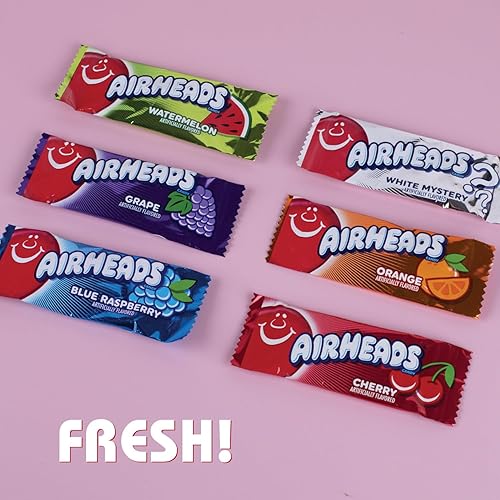 Miniatura 4 de Airheads - Mini barras de dulces  1.5 libras de sabores surtidos de frutas, envueltas individualmente, caramelo de frutas, Navidad, regalos,