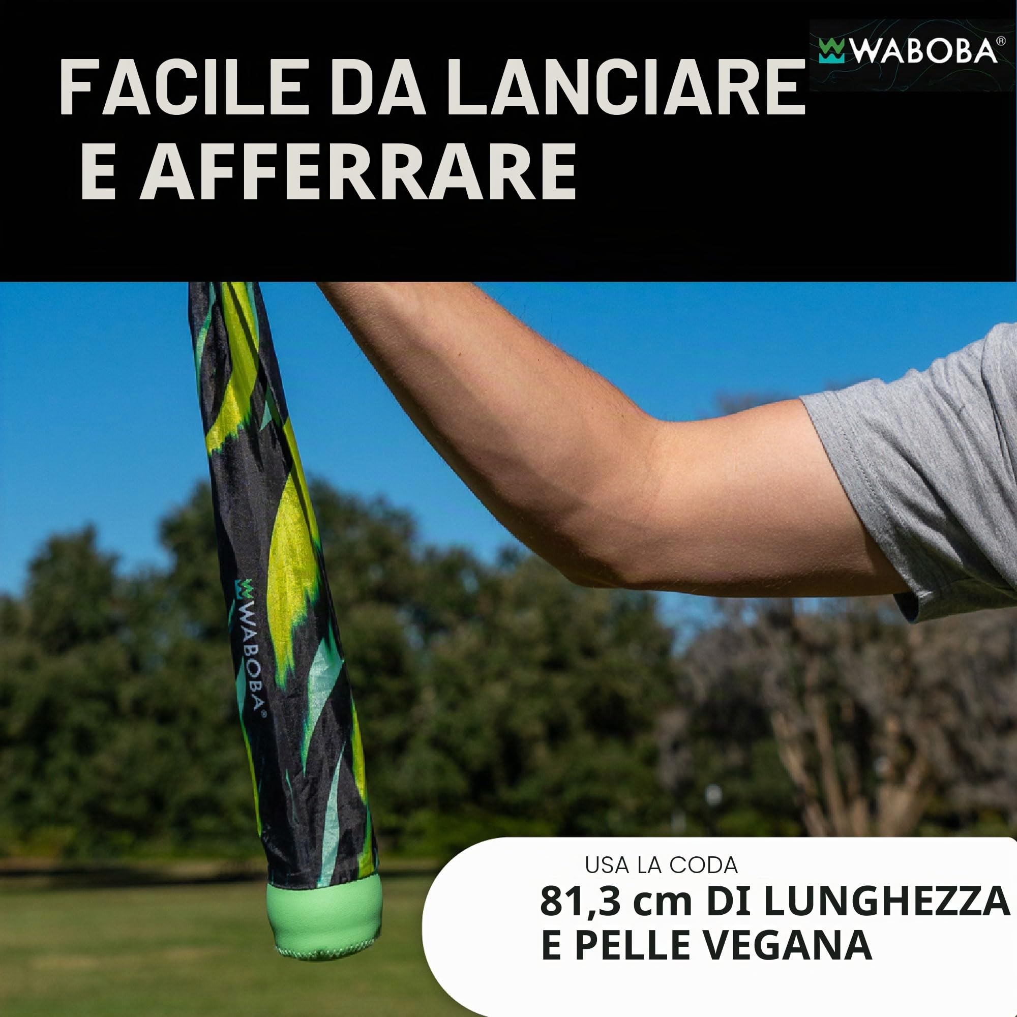 Waboba Tailball - Giocattolo da lancio con coda lunga, 80 cm, per bambini e adulti