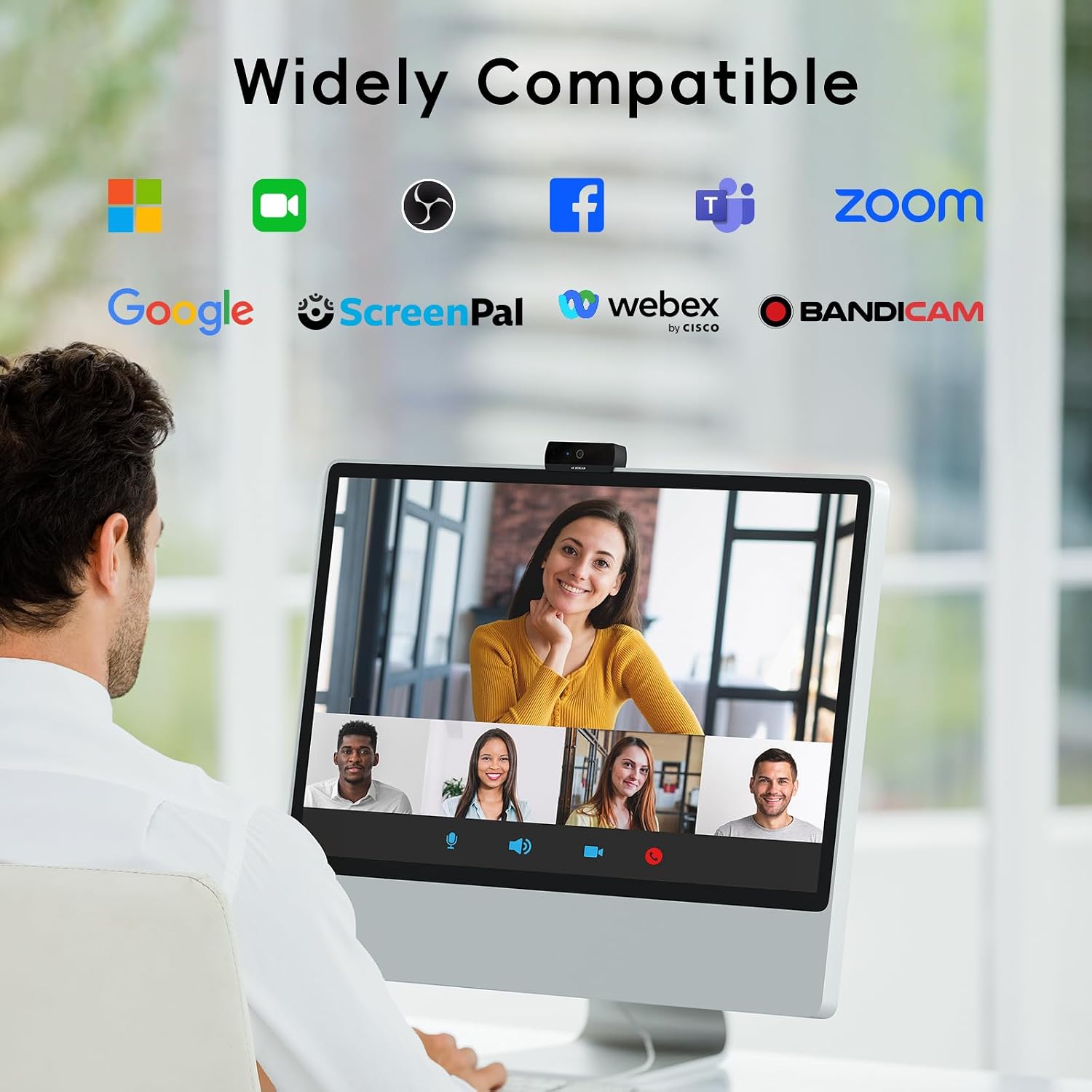 Nisheng Upgrade 4K Webcam for PC, PDAF Auto Focus, Dual AI Noise-Cancelling Mics, 1080P/60FPS, Mini Camera w/Privacy Cover, Plug & Play USB Webcam for Zoom/Teams/OBS/Xbox - 6