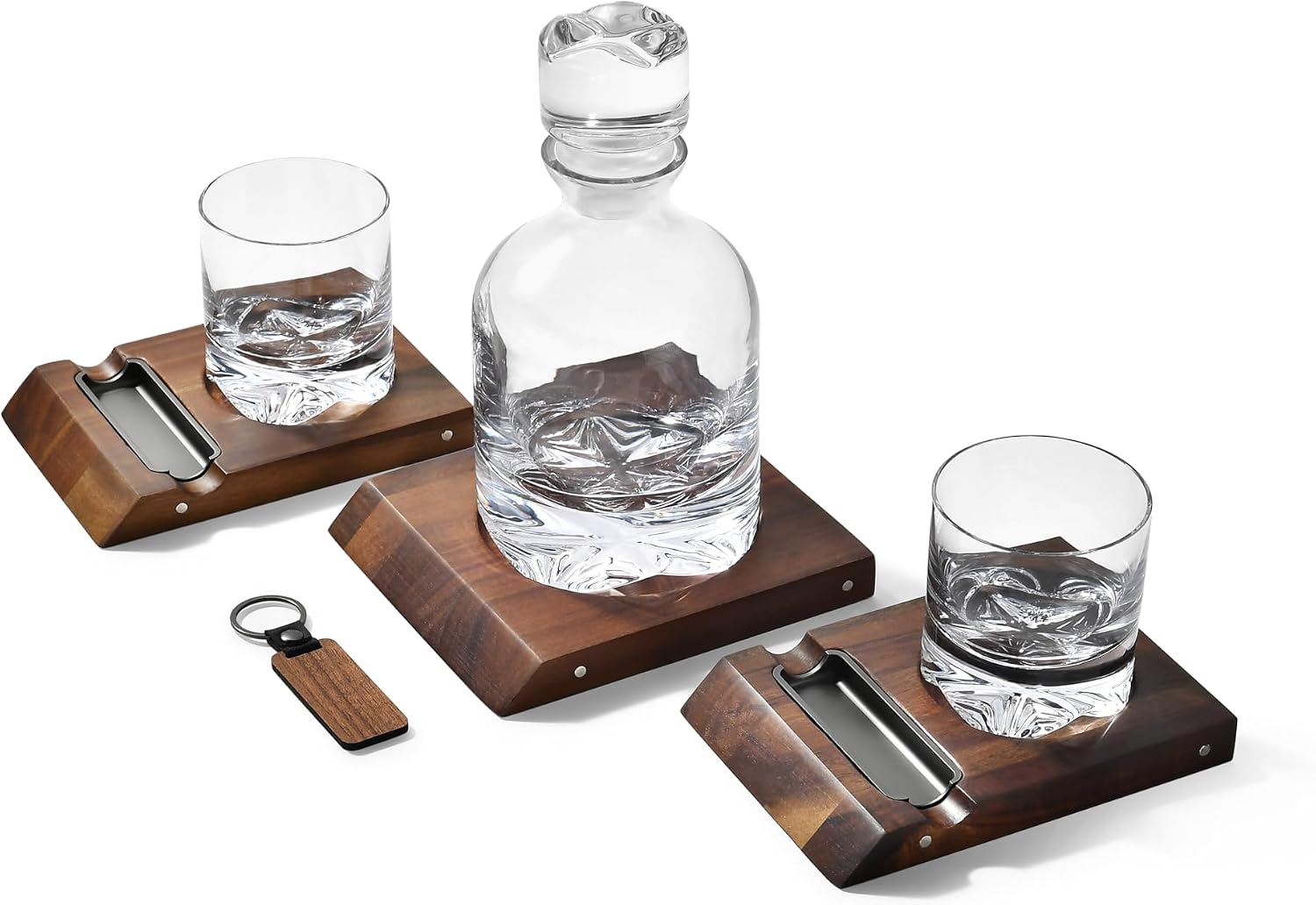 Shanik 750ml Whiskey Decanter Set with Magnetic Acacia Coasters – Lead-Free Crystal Glasses & Cigar Holders – Luxury Gift for Bar, Birthday, Anniversary