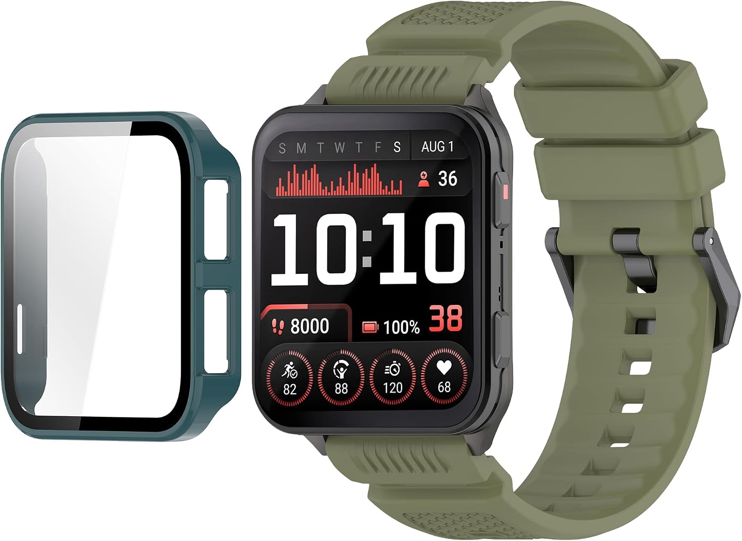Compatible with Garmin Venu X1 Waterproof Sport Silicone Watch Band - Soft Breathable Adjustable Strap with PC Case for Gym Runnin