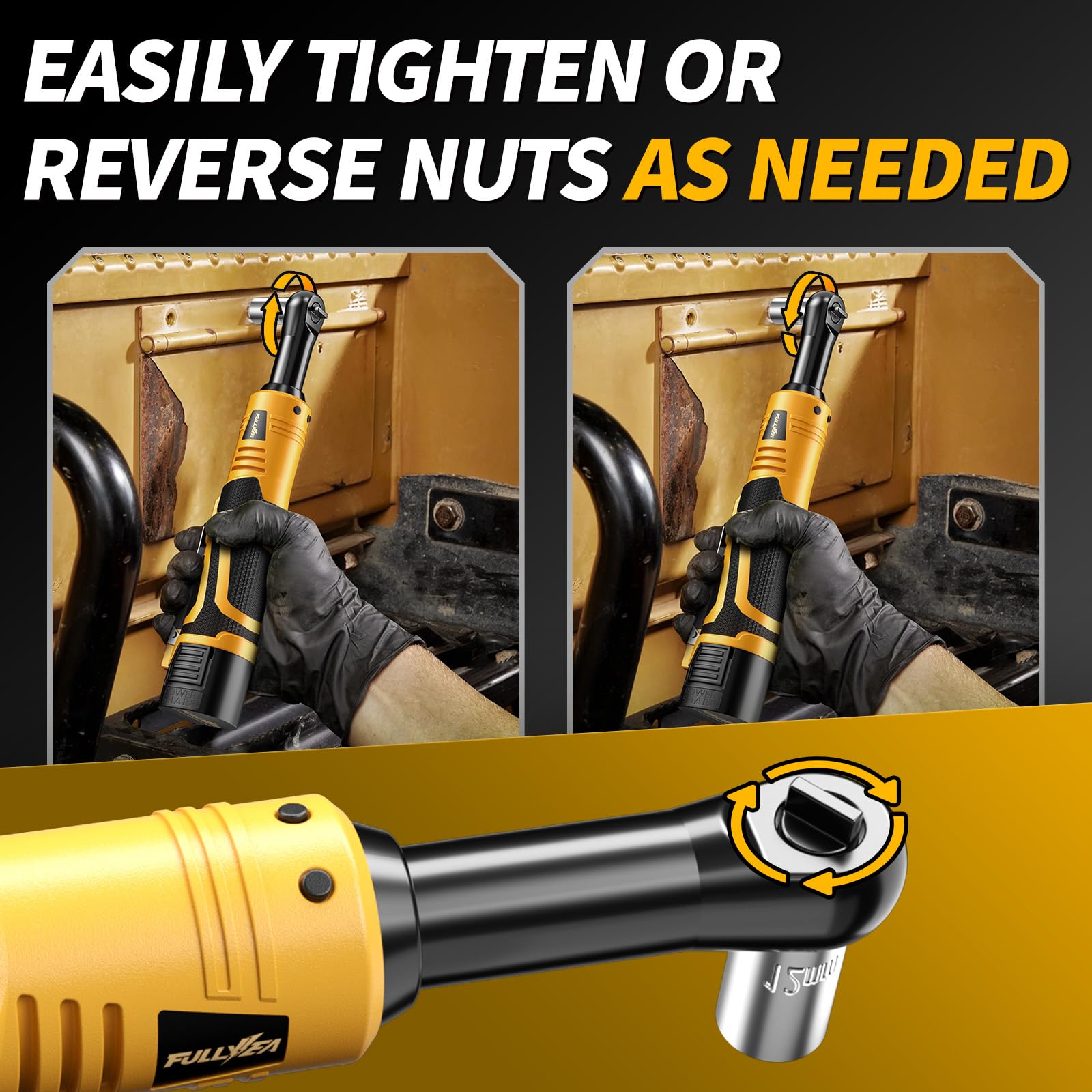 FULLYEA Cordless Ratchet Wrench - 40 ft-lbs Torque -5