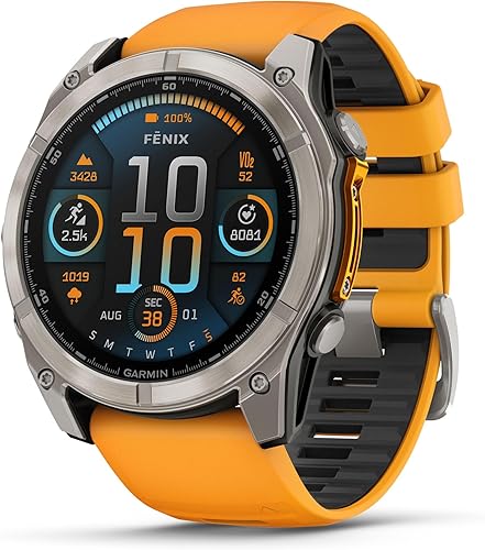 Miniatura 22 de Garmin Fenix 8 Premium Multisport GPS Running Smartwatch, 1.693 in AMOLED, con clasificación de inmersión, linterna incorporada titanio DLC gris
