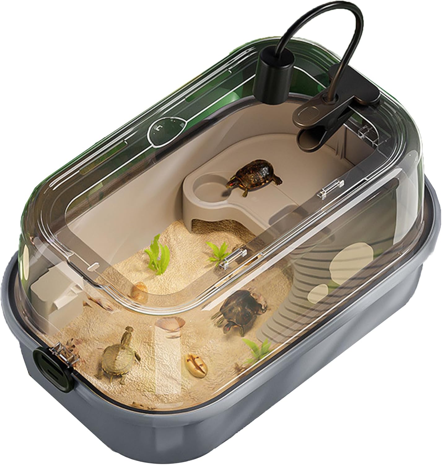 Turtle Tank Aquarium, Small Turtle Box Starter Kit Reptile Tank for Pet Turtle Reptile Habitat
