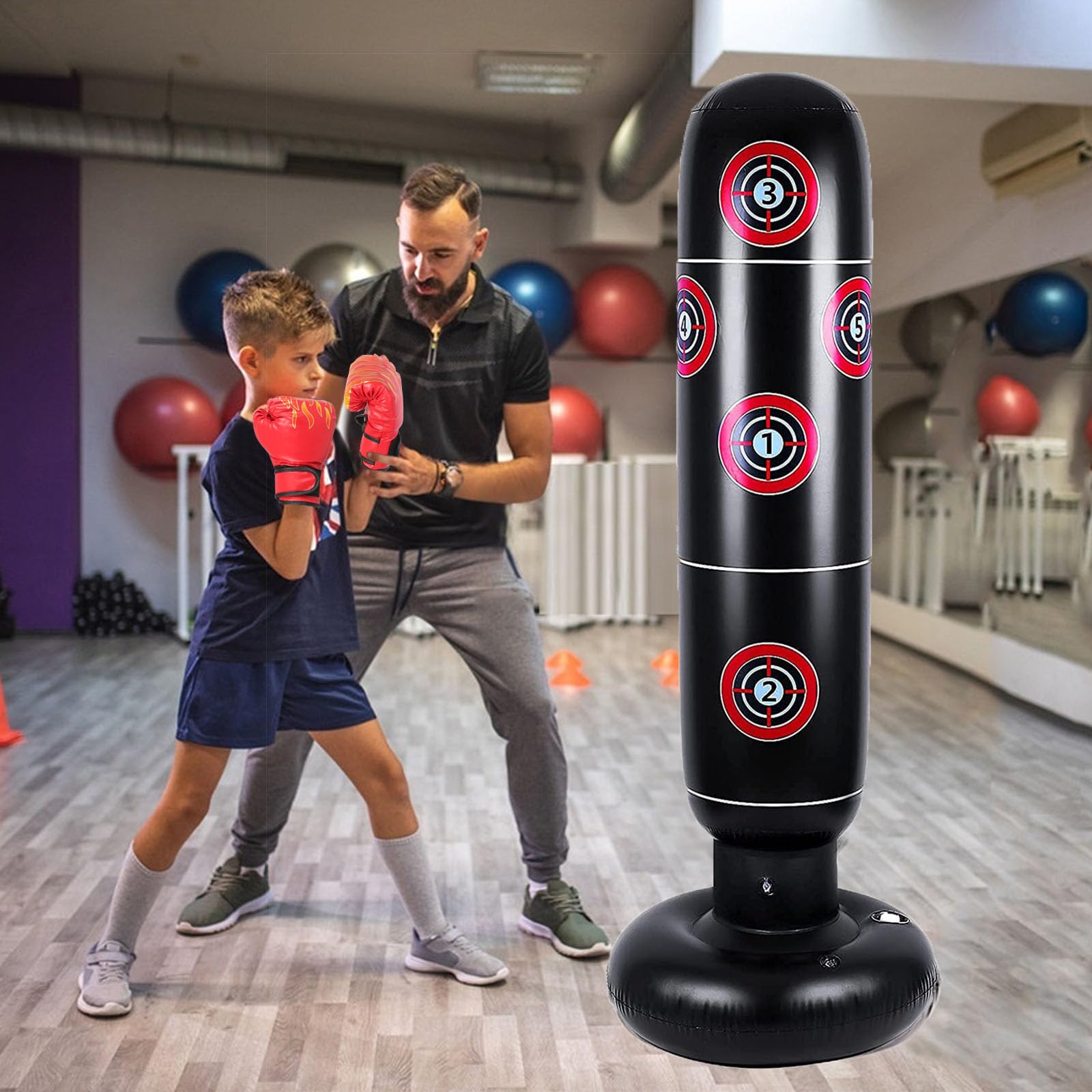 Saco de boxeo infantil de pie 168 cm PVC para entrenamiento niños 3-12 años