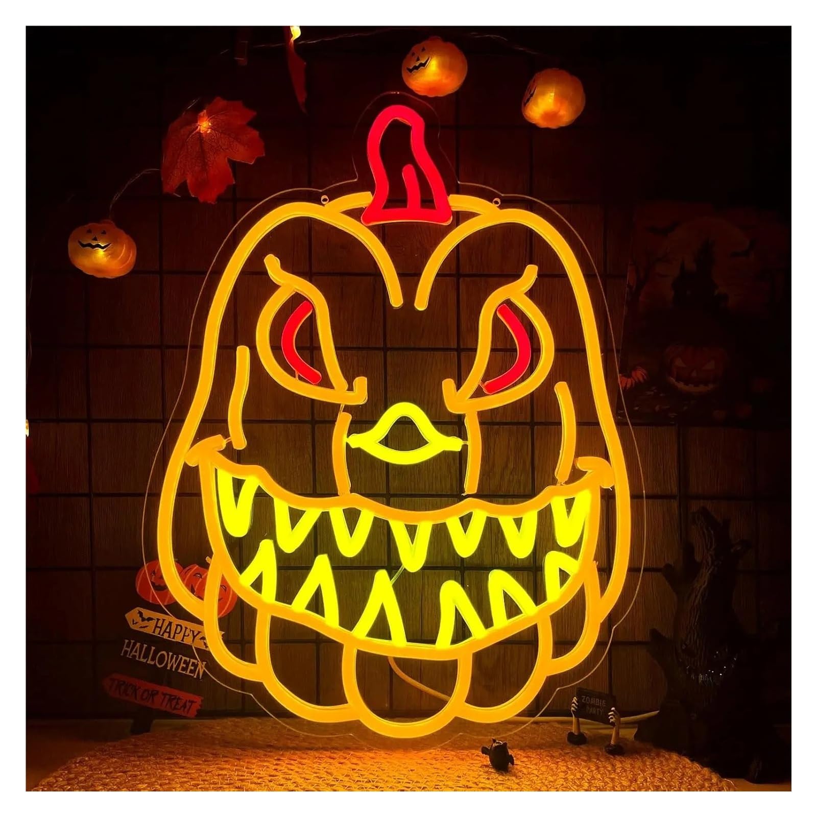 RONGCH Hanging Art Signs Pumpkin Neon Sign for Gameroom Bedroom Bar Livingroom Birthday Party Wall Decor 40x30cm