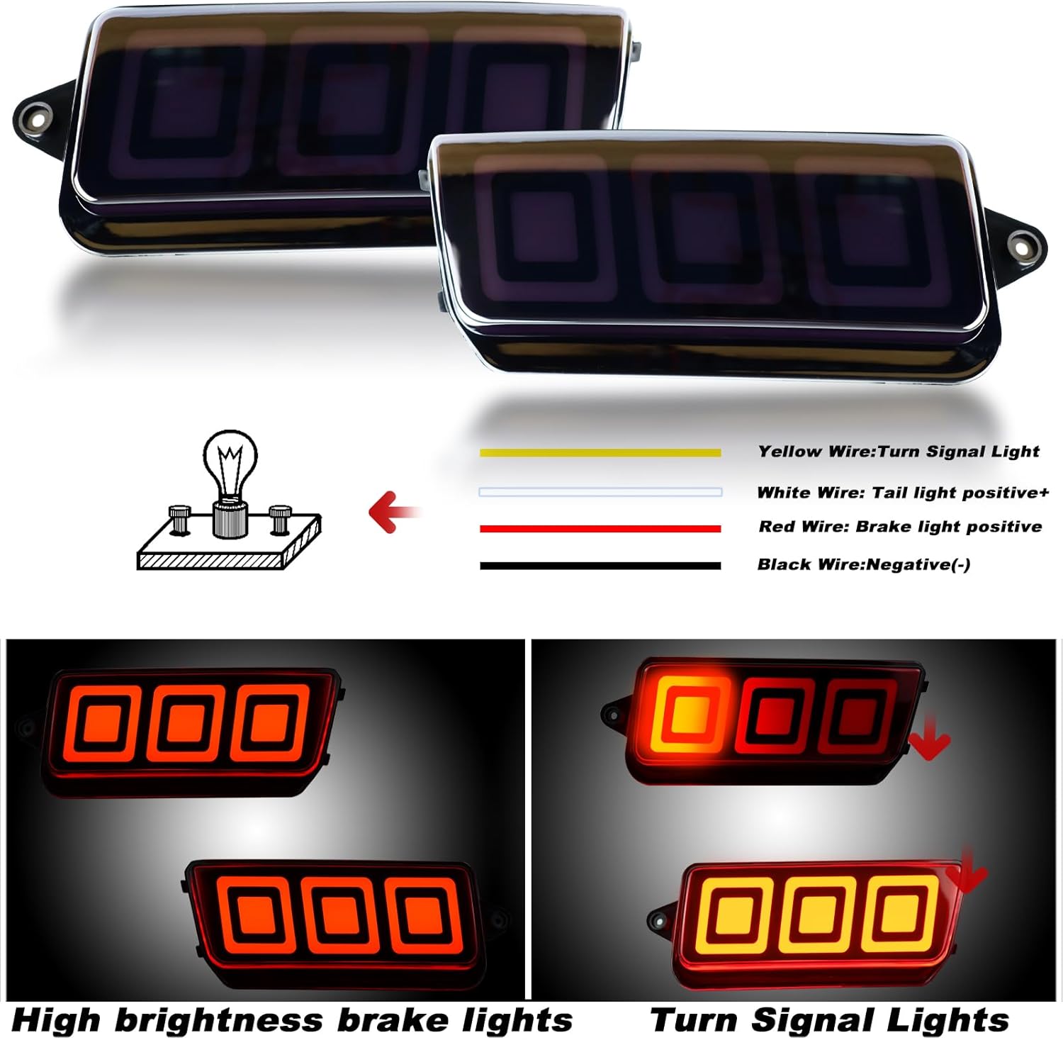 Smoke Lens LED Rear Bumper Fog Light Kit Brake Sequential Turn Signal Lamps Compatible with Jeep Grand Cherokee SRT8 SUV 2005-2010 Rear Tail Fog Lamp Replace (SMOKED)