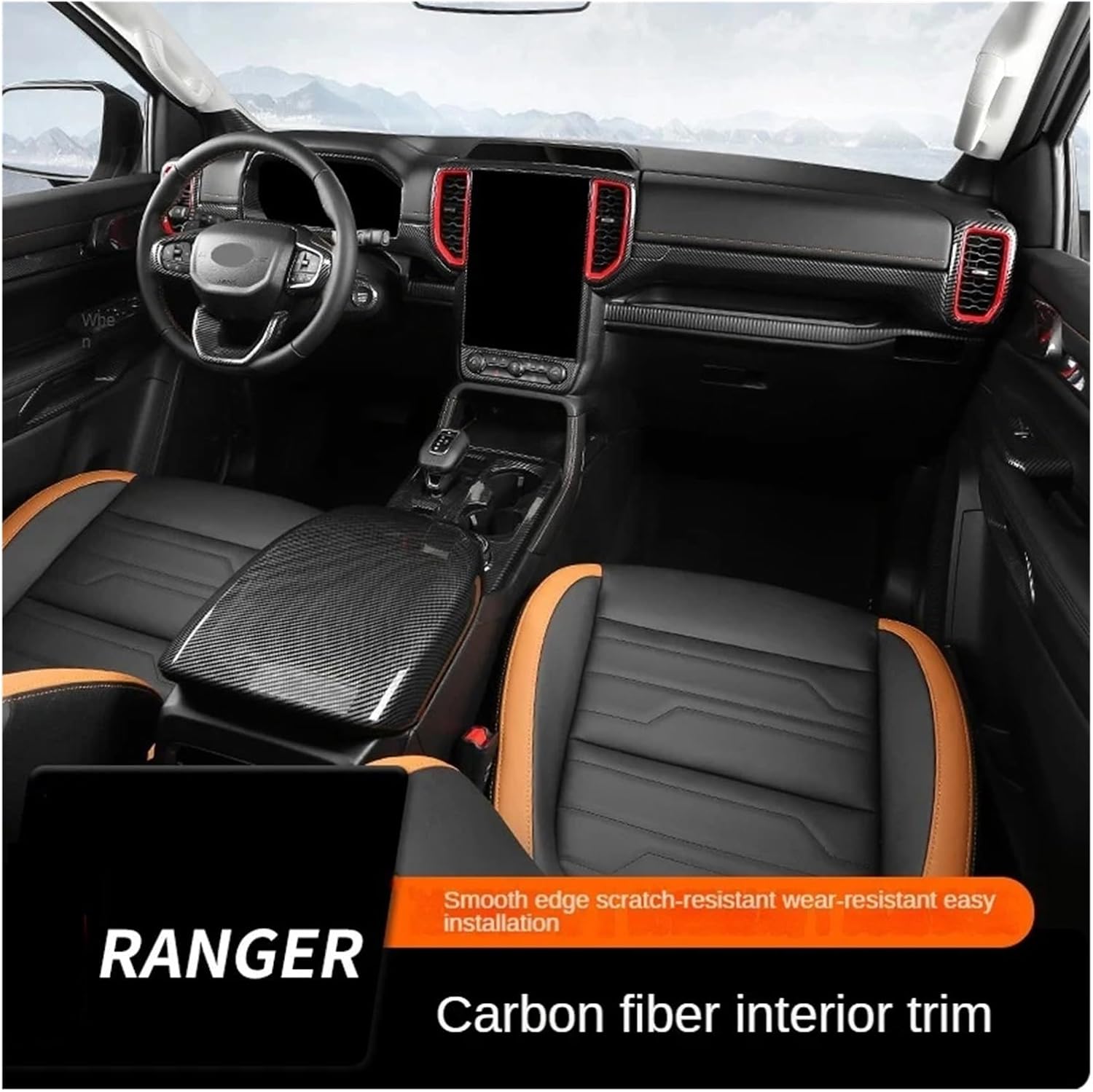 PETRELS Carbon Fiber Pattern Pattern Pattern Color Rear Air Conditioning Outlet Panel Fit for Ford Ranger T9 2023 2024 Decoration Cover Trim Car Styling Interior Car air Vent Replacement