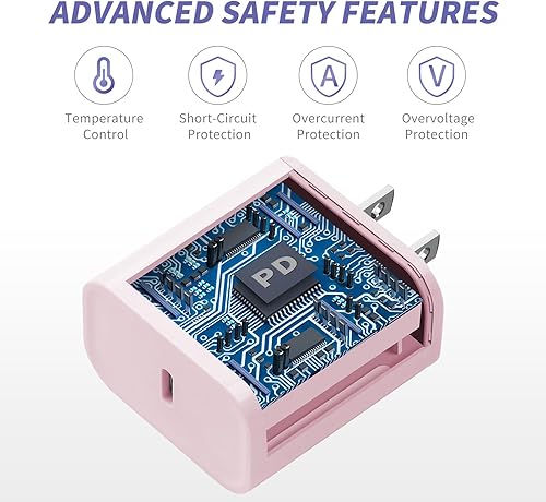 Miniatura 23 de Cargador de iPhone de carga rápida, [certificado MFi], paquete de 2 bloques de carga rápida tipo C de 20 W con cable USB C a Lightning de 6 pies