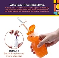 Vista 3 de Special Supplies Honey Bear Straw Cup Long Straws, Squeezable Therapy and Special Needs Assistive Drink Container, Spill Proof and Leak Resistant