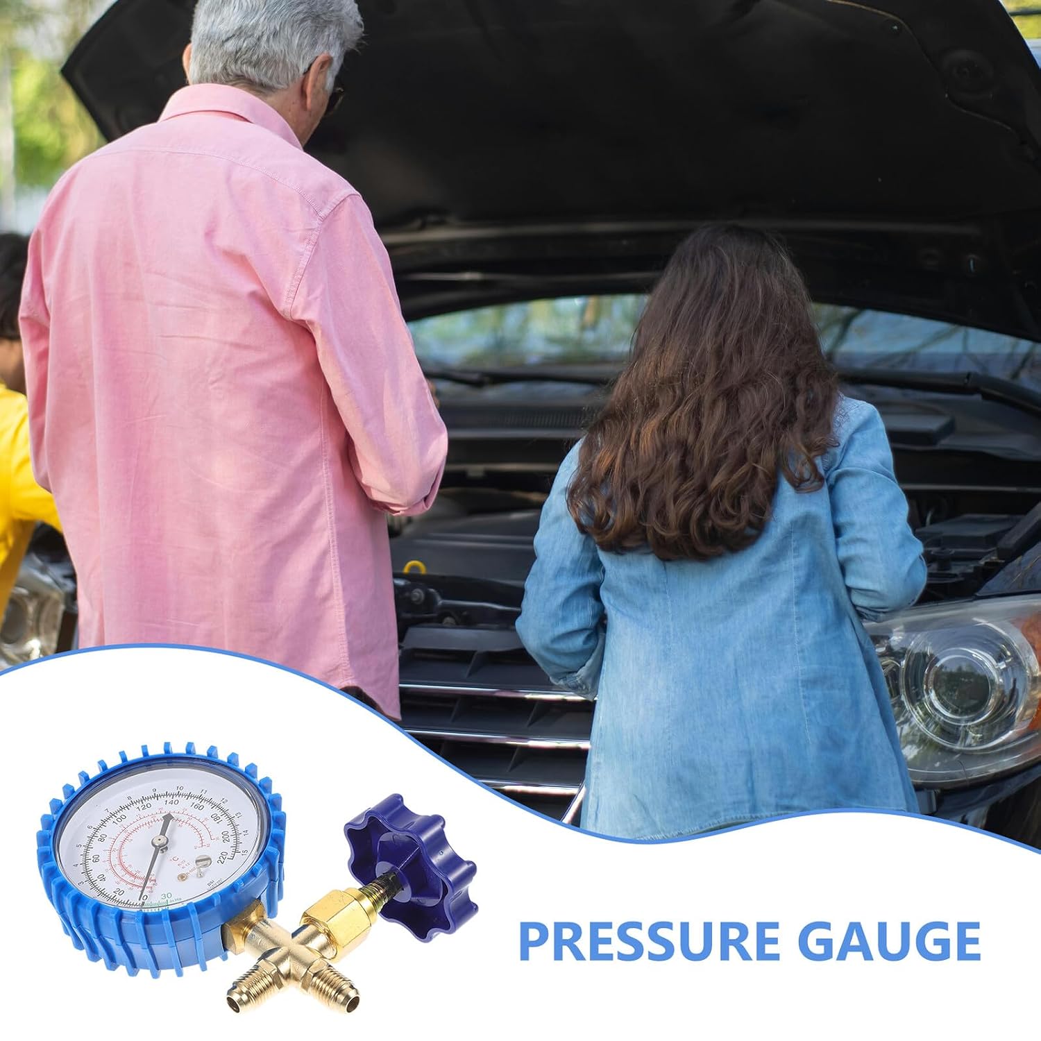 Refrigerant Adding Gauge and Charging Gauge with Pressure Meter, Sturdy Fluoride Recharge Tool for Car Ac Maintenance and Refrigerant Refill