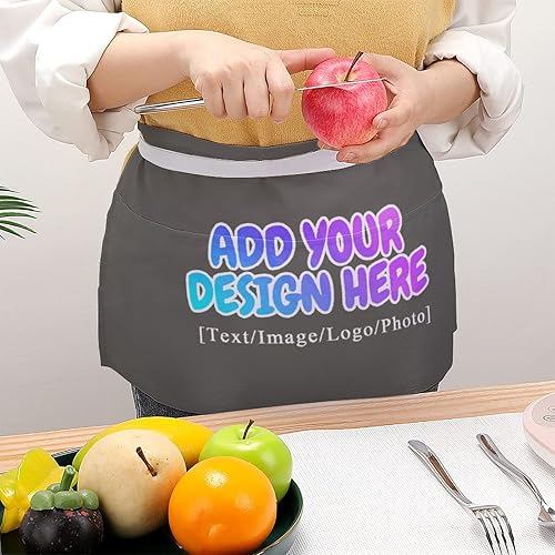 Miniatura 5 de AXKEUDO Delantal personalizado con bolsillos, delantales de cintura para camarera para cocinar en casa, restaurante, servir trabajo