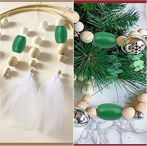 Miniatura 5 de Aylifu 30 cuentas de madera de agujero grande color verde, cuentas ovaladas de madera, cuentas espaciadoras de madera para hacer joyas hechas a