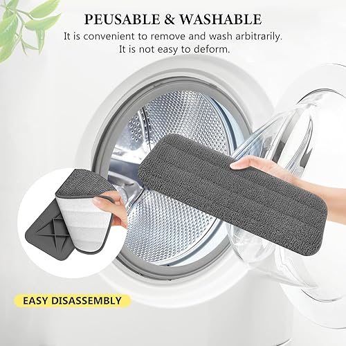 Miniatura 5 de NileHome Trapeador pulverizador para limpieza de pisos, mopa de polvo con 3 almohadillas lavables y botella recargable de 13.5 fl oz para uso