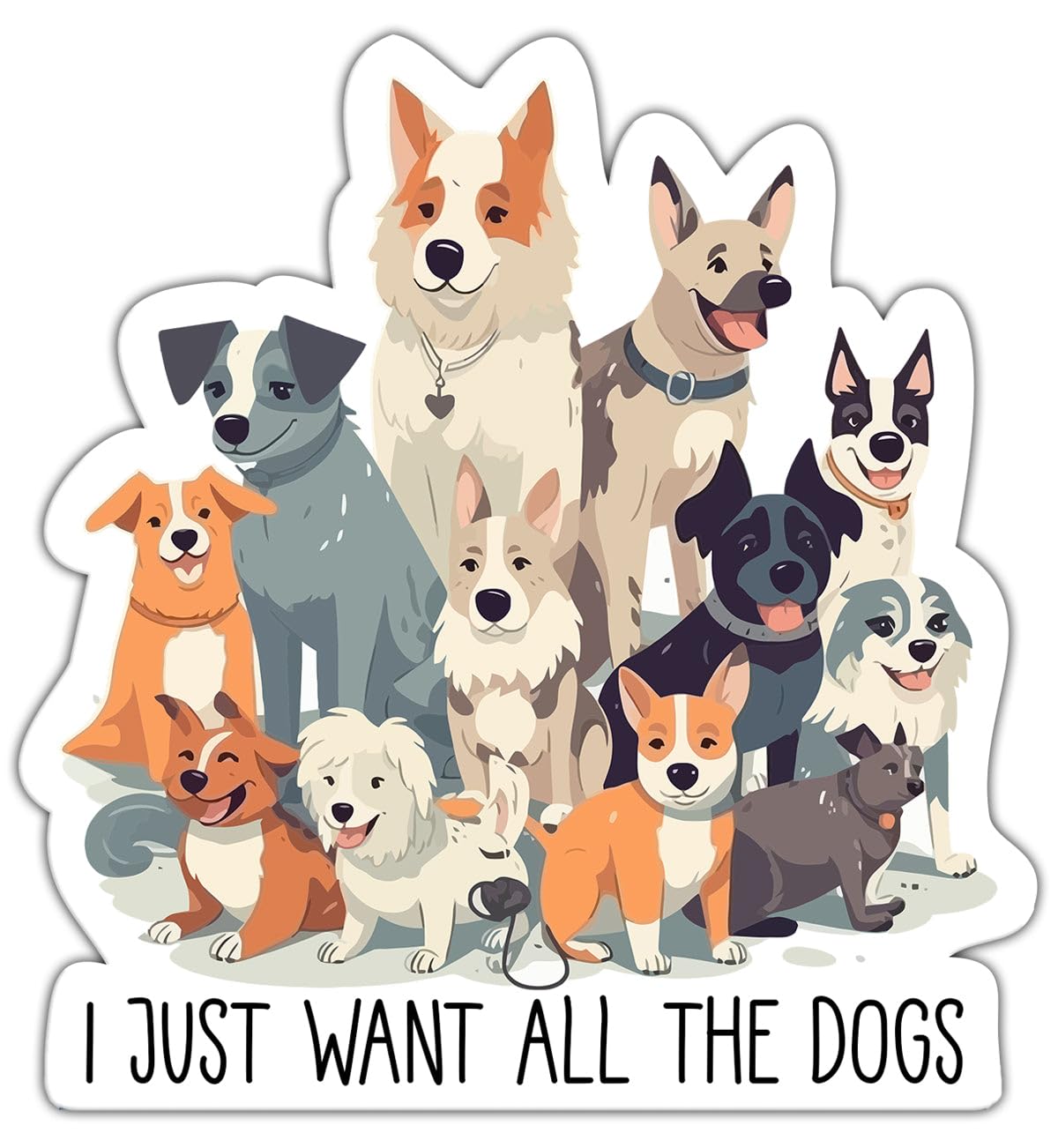 Photo 1 of (3 Pcs) I Just Want All The Dogs Sticker 3x3 - Dog Breed Sticker - Cute Dog Sticker Gift for Dog Lover - Hilarious Cute Dog Sticker - I Love Dog Sticker Decoration Laptop - Notebook - Water Bottle
