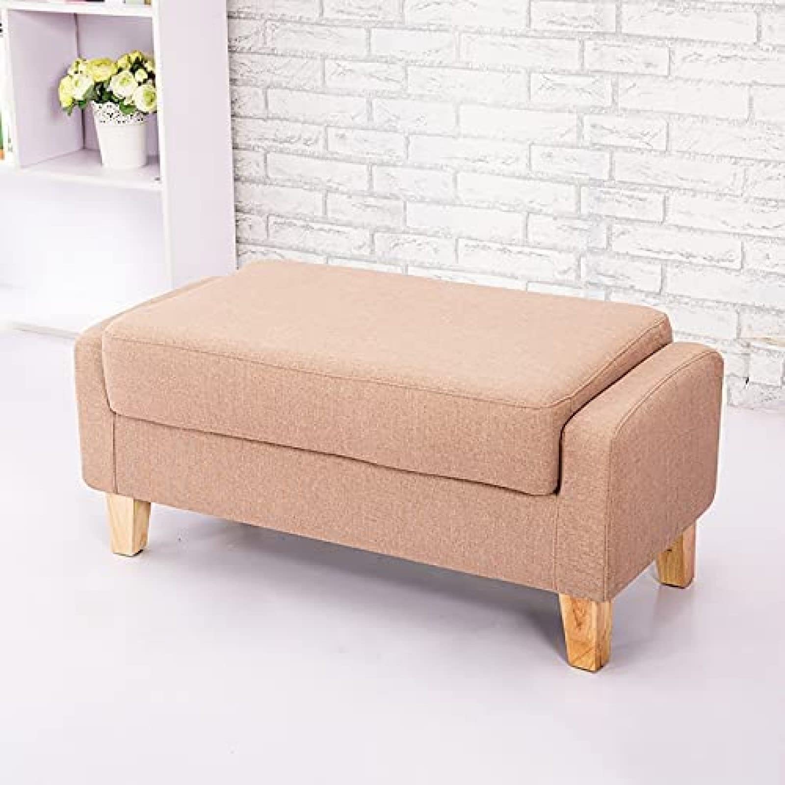 Tabouret repose-pieds moderne en bois massif style banc de bout de lit gris 90cm